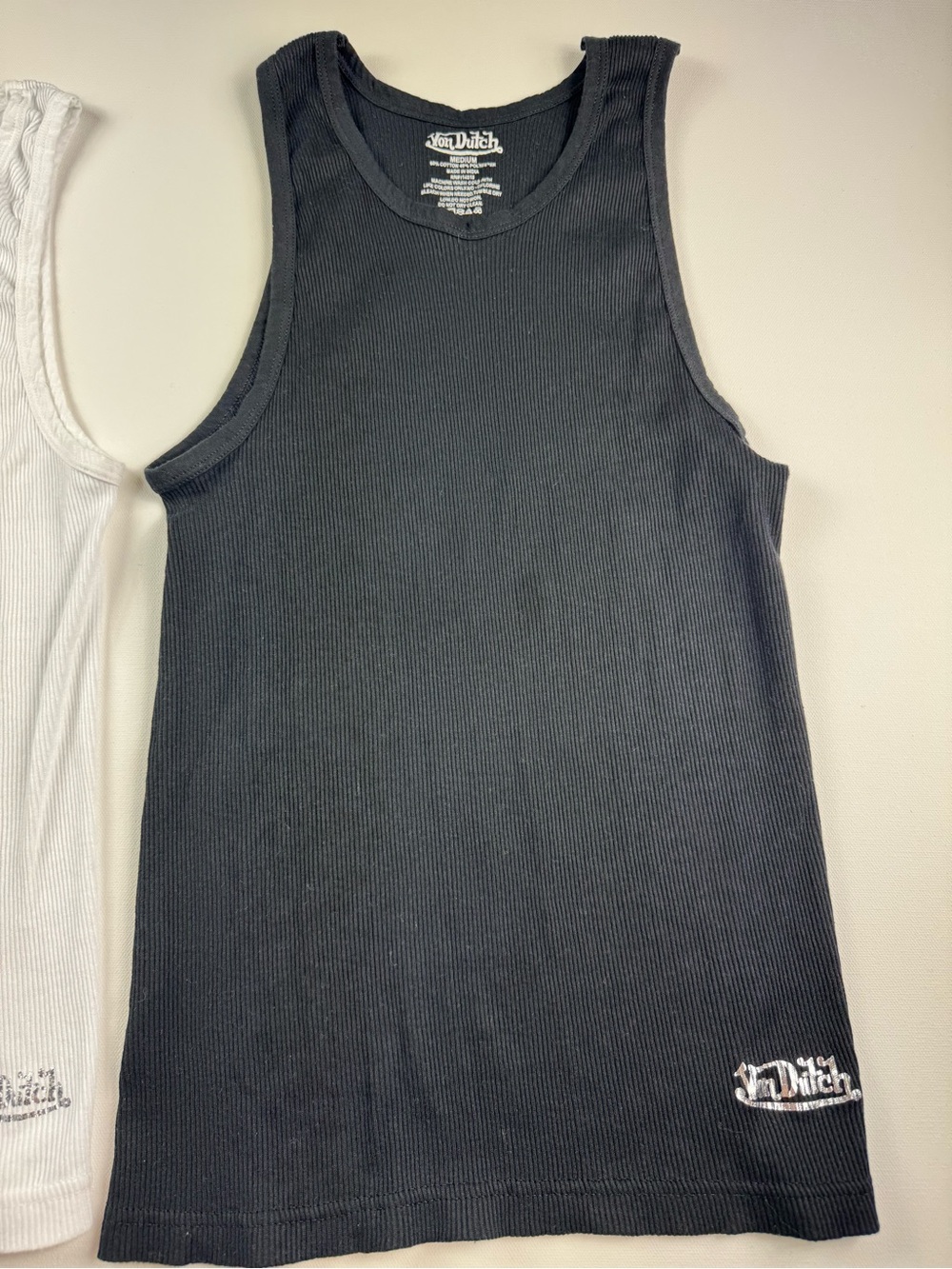 Von Dutch Women’s Tank Top Y2K Logo Layering Ribbed McBling Set of 2 Shirt M - Picture 5 of 8